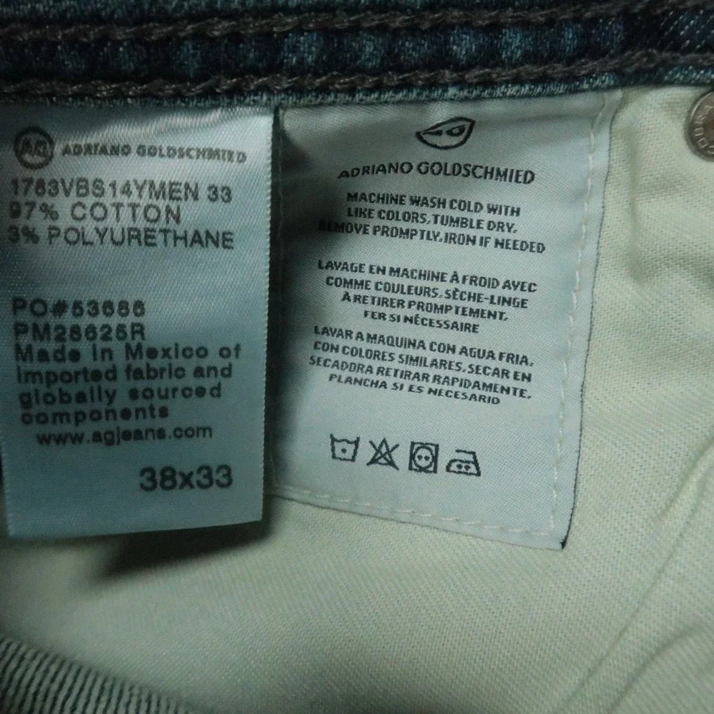 AG Adriano Goldschmied Jeans Mens 38x33 Tellis Modern Slim Stretch Denim 360 NWT